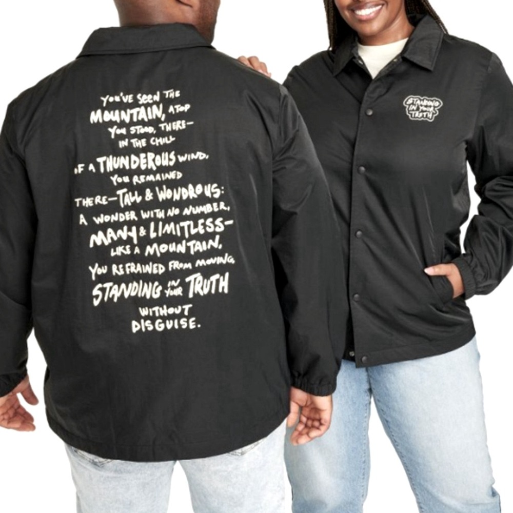 Black History Month Standing In Your Truth Nylon Black White Jacket Size 4XL